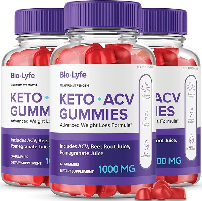 Biolyfe Keto + Gummies,BiolyfeKeto ACV Keto Supplement Gummies - Maximum Strength, Keto+ ACV Gummys, All Natural Support Formula Keto+ACV Advanced Formula, Biolyfe Keto Gummy Reviews (3 Pack)