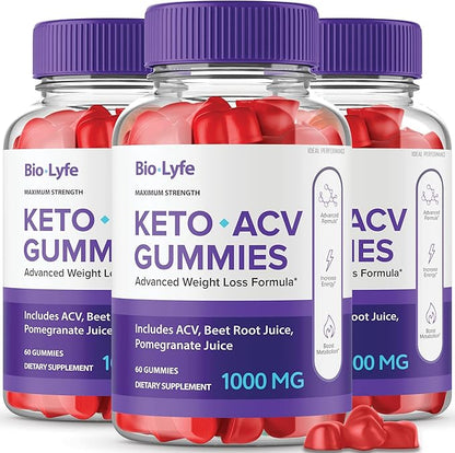 Biolyfe Keto + Gummies,BiolyfeKeto ACV Keto Supplement Gummies - Maximum Strength, Keto+ ACV Gummys, All Natural Support Formula Keto+ACV Advanced Formula, Biolyfe Keto Gummy Reviews (3 Pack)