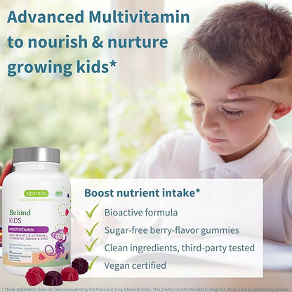 Igennus Methylated Kids Multivitamin Gummies, Clean Label & Third Party Tested, No Artificial Sweeteners or Flavors, Sugar Free, Age 4+, 6X 90 Natural Berry Flavor from Fruit Powder, Non-GMO, Halal