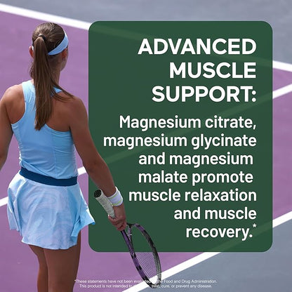 Smarter Nutrition Magnesium Complex - Chelated Magnesium Glycinate with Citrate, Malate and L-Theanine for Sleep, Muscle Relaxation and Stress Support - Non-GMO - 60 Tablets[30DaySupply]