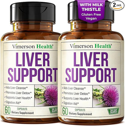 Vimerson Health Liver Cleanse Detox & Repair - Milk Thistle Supplement with Silymarin, Dandelion Root, Artichoke & Zinc for Liver Support, Digestion, Energy with Milk Thistle Extract, 2pack