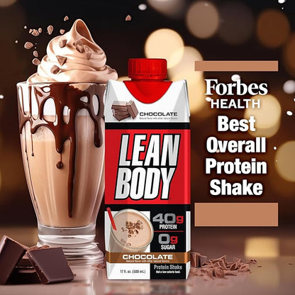 Labrada Lean Body Ready-to-Drink Chocolate Protein Shake, 40g Protein, Whey Blend, 0 Sugar, Gluten Free, 22 Vitamins & Minerals, LABRADA, 17 Fl Oz (Pack of 12)