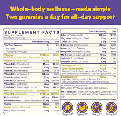 Methylated Multivitamin Gummies for Women – MTHFR Supplement Contains Methylfolate, Methylated B12, TMG & Vitamins A C E K – Energy, Immune & Skin Support– Womens Gummy Multivitamins