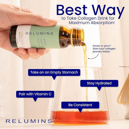 Relumins World's Most Advanced Collagen Drink - 10,000mg w/Glutathione & Antioxidants | USA's No.1 Liquid Collagen, Anti-Aging Spring Glow Essentials | Apple Flavor | Made in USA - 30 Bottles