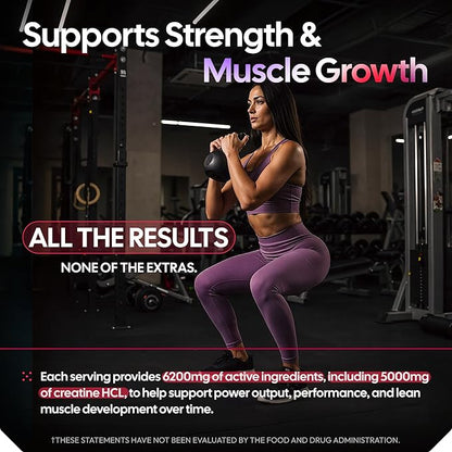 Creatine HCL Gummies for Women & Men - 120 Gummies 6200mg HCL Creatine Chews Advanced Complex with L-Taurine + Vitamin B12 for Muscle Strength, Energy Boost & Booty Gain Gummy - Mixed Berry Flavor