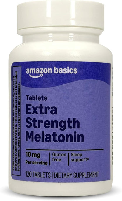 Amazon Basics Extra Strength Melatonin Tablets, 10 mg 120 Count