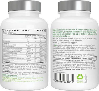 Igennus Methylated Kids Multivitamin Gummies, Clean Label & Third Party Tested, No Artificial Sweeteners or Flavors, Sugar Free, Age 4+, 90 Natural Berry Flavor from Fruit Powder, Non-GMO, Halal
