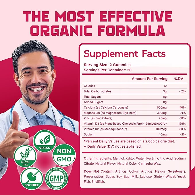 Magnesium Glycinate Gummies - Sugar Free Magnesium Potassium Supplement with Vitamin D, B6, CoQ10 for Calm Mood & Sleep Support - 120 Raspberry Chews