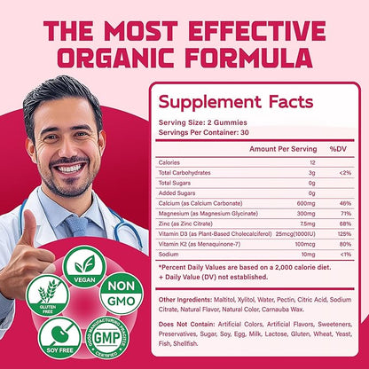 Magnesium Glycinate Gummies - Sugar Free Magnesium Potassium Supplement with Vitamin D, B6, CoQ10 for Calm Mood & Sleep Support - 120 Raspberry Chews