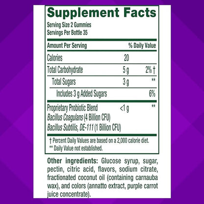 vitafusion Probiotic Gummy Supplements, Raspberry, Peach and Mango Flavors, Probiotic Nutritional Supplements With 5 Billion CFUs, 35 Day Supply, 70 Count