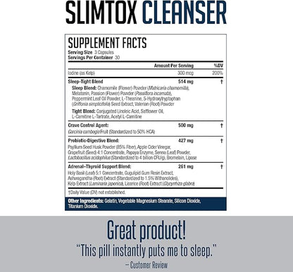 Slim-Tox NDS Nutrition Maximum Fat Loss Support Through Appetite Control, Restful Sleep, Digestive Health - CLA, Chamomile, Safflower Oil - Stimulant Free Dietary Supplement - 90 Capsules …