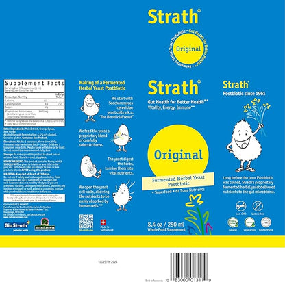 Strath Fermented Herbal Yeast Postbiotic - (8.4 Fl oz) Daily Nutritional Food Supplement Liquid | Supports Metabolism | Vegetarian | Lactose-Free | No Artificial Additives