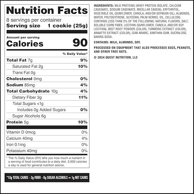 Quest Nutrition Frosted Protein Cookies, Birthday Cake, <1g Sugar, 5g Protein, 1g Net Carbs, Gluten Free, 8 Cookies
