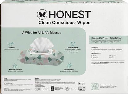 The Honest Company Unscented Wipes Over 99% Water Compostable Plant-Based Baby Hypoallergenic for Sensitive Skin EWG Verified Geo Mood 648 Count