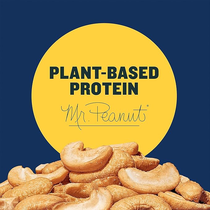 PLANTERS Lightly Salted Cashews, Cashew Halves & Pieces, Plant-Based Protein, 8 Oz Canister, Great Party Snack