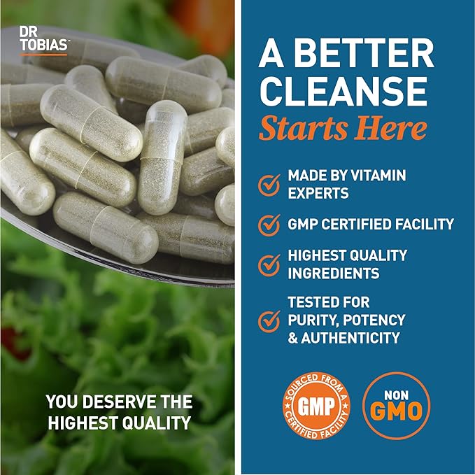Dr. Tobias Colon Cleanse - Constipation Relief & Gut Health Support for Women & Men | 14 Day Colon Cleanser for a Gentle Colon Detox & Gut Flush - 4 Bottles of 28 Capsules