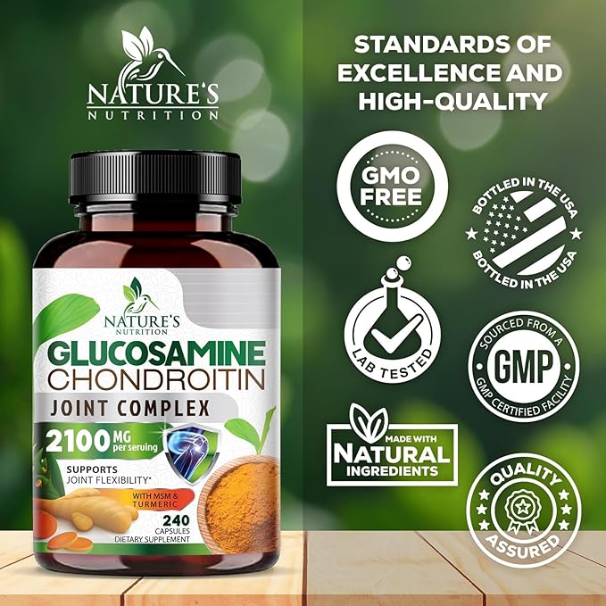 Glucosamine Chondroitin MSM - Joint Support Supplement for Joint Mobility, Comfort and Cartilage Support For Men and Women - Glucosamine Complex Supplements with Turmeric & Boswellia - 240 Capsules