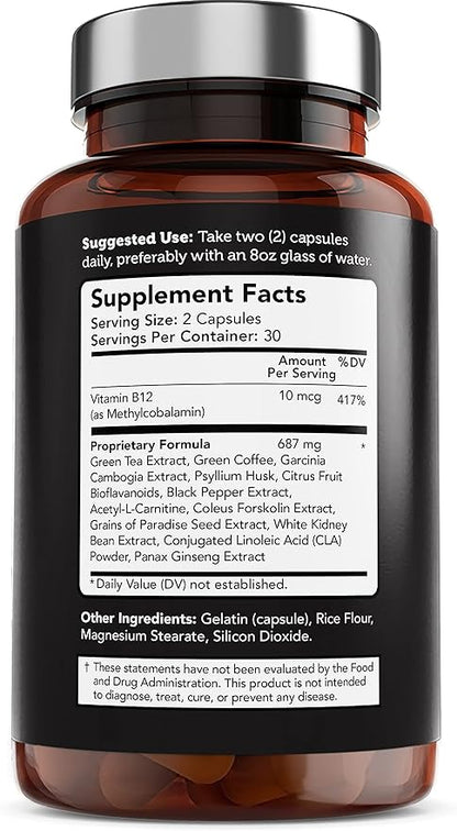 Vitamin Bounty Advanced Thermogenic Fat Burner for Men & Women - Burn X13 Weight Loss Supplement with 13 Powerful Ingredients - Metabolism Booster, Energy & Appetite Control - 60 Capsules