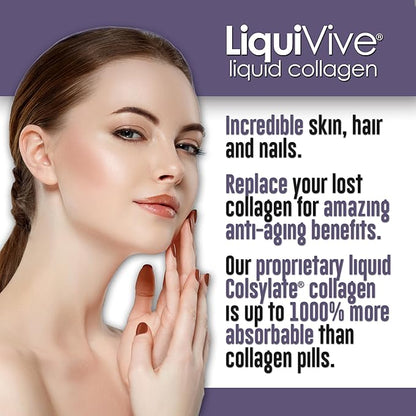 LiquiVive Liquid Collagen Protein Peptides Concentrate | Pure Hydrolyzed Super Multi Collagen Hydrolysate Health Drink | Higher Direct Absorption Than Powder Pills & Capsules | Colageno Liquido