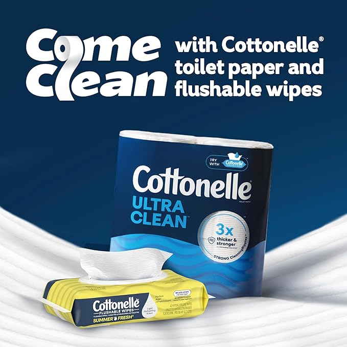 Cottonelle Summer Fresh Scented Flushable Wipes, 2 Flip-Top Packs, 42 Wet Wipes per Pack