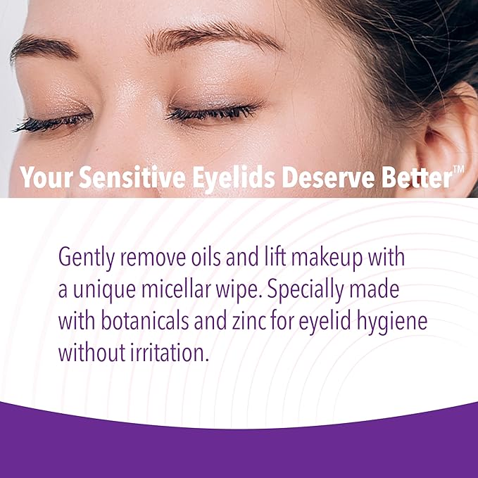 iVIZIA Eyelid Cleansing Wipes for Sensitive Eyelid Cleansing, Preservative-Free, Micellar, No Rinse, Gentle Eye Makeup Remover, 20 Sterile Single-Use Wipes for Eyelids Packaging May Vary