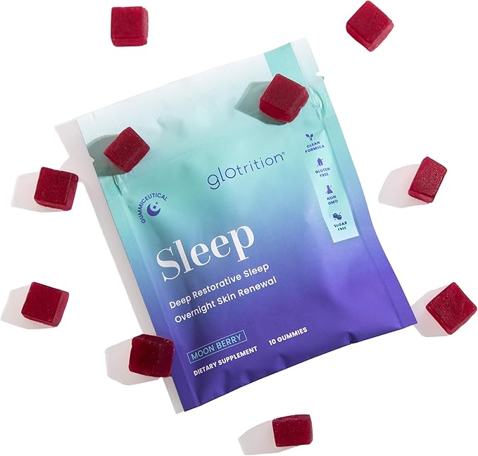Glotrition Beauty Sleep Gummy Travel Pack | Deeper, Higher Quality Sleep | Rejuvenate & Moisturize Skin at Night | Non-Habit Forming with Natural Ingredients | 10 Gummies