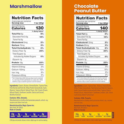 Magic Spoon Treats - 16 Gluten Free Protein Bars: 8 Chocolate Peanut Butter & 8 Marshmallow - High Protein Gluten Free Snack - Sugar & Grain Free Protein Cereal Bar - Low Carb & Keto Friendly