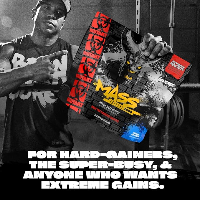 Mutant Mass Extreme 2500 - High Calorie Mass Gainer Whey Protein Powder with Creatine & Amino Acids - Muscle Building & Weight Gain Supplement for Hard Gainers - Triple Chocolate 12 lbs