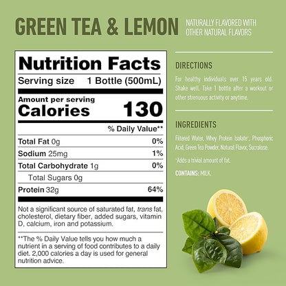 Isopure Zero Carb 32g Clear Protein Ready-to-Drink, Whey Protein Isolate, Green Tea, 12 Pack (Packaging May Vary)
