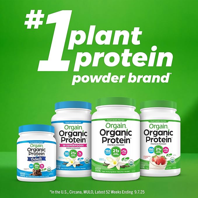 Orgain Organic Vegan Protein Powder, Chocolate Peanut Butter - 21g Plant Protein, 6g Prebiotic Fiber, Low Net Carb, No Lactose Ingredients, No Added Sugar, Non-GMO, For Shakes & Smoothies, 2.03 lb
