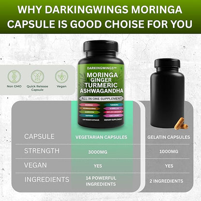 Turmeric Curcumin Moringa Supplement Ginger Boswellia Saffron - Joint Support Supplements for Women and Men with Ceylon Cinnamon, Tart Cherry, Quercetin Garlic Nettle Holy Basil - 120 Count