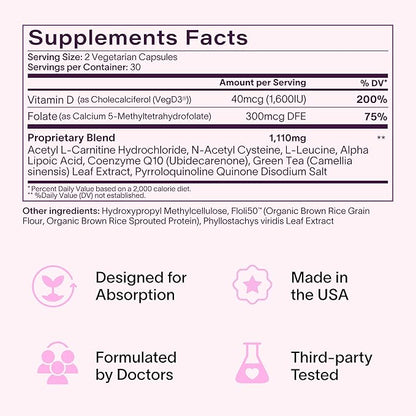 Ladywell Fertility + Egg Health | Fertility Support | Ovarian Health, Egg Quality, Ovulation & Conception Wellness Support | CoQ10, Folate + Key Ingredients | Science-Backed Women’s Supplement, 60 Ct
