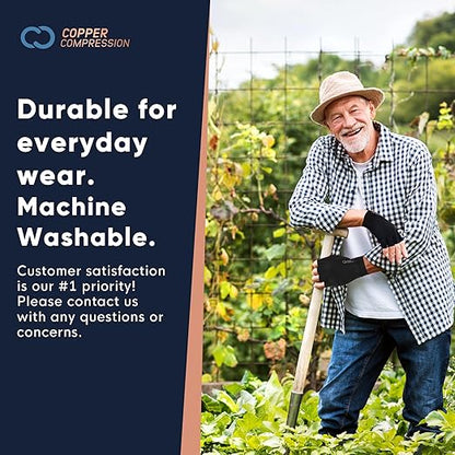 Copper Compression Arthritis Gloves | Fingerless Arthritis Carpal Tunnel Pain Relief Gloves For Men & Women | Hand Support Wrist Brace For Rheumatoid, Tendonitis, Swelling, Crocheting 2 Pairs Black L