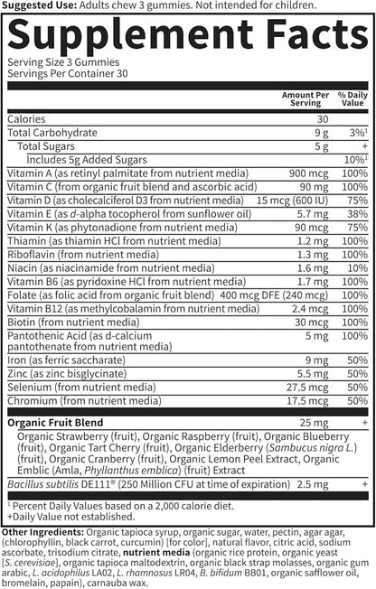 Garden of Life Vitamin Code Women’s Multivitamin Gummy with Iron: Folate, Biotin, D3 & B12 for Hair, Skin,Nails Probiotics for Immune Health, Non-GMO, Gluten-Free, 90 Cherry Gummies (Pack of 2)
