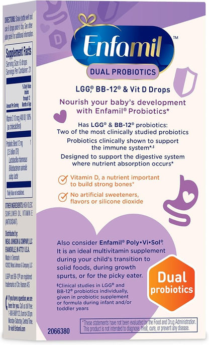 Enfamil Breastfed Infant Probiotics & Vitamin D Dual Probiotics, 8.7mL (Pack of 2)