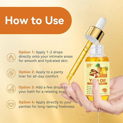 Yoni Oil Wash for Women pH Balance and Wetness, Feminine Oil Ingrown Hair, Nourishing, Moisturizing Formula for All Skin Types, Yoni Care with Vitamin E, Natural Yoni Wash(Pineapple)