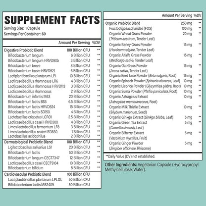 Probiotics for Women and Men, 300 Billion CFU 24 Strains Probiotics + 15 Organic Herbs Prebiotics Blend, Shelf Stable Gut Health Supplement for Digestive Immune & Whole-Body Health, 2 Month Supply