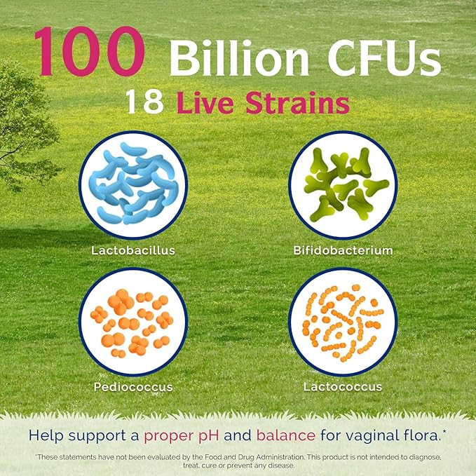 Innate Vitality Probiotics for Women, 100 Billion CFUs 18 Strains, Prebiotics and Probiotics, with Cranberry, Vitamin C & B6 P5P, Vaginal & Digestive Health, Non refrigerated, 60 Caps