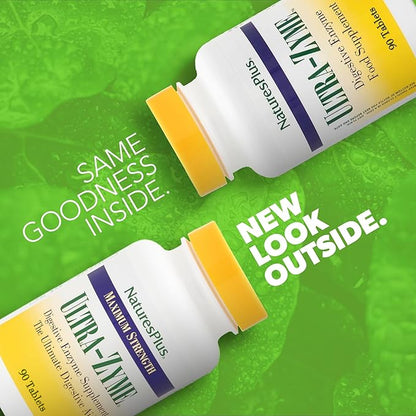 NaturesPlus Ultra-Zyme - 90 Tablets - Enzyme Supplement to Support Healthy Digestion - Gluten Free - 45 Servings