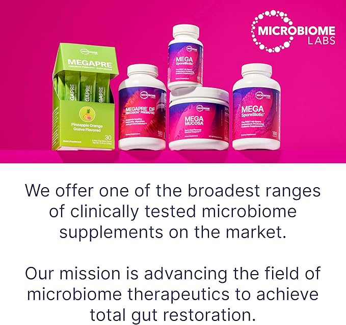 Microbiome Labs MegaSporeBiotic Probiotics for Women & Men - Spore-Based Probiotic for Gut Health & Digestive Support - Shelf-Stable, Travel-Friendly, Mens & Womens Probiotics (60 Capsules)