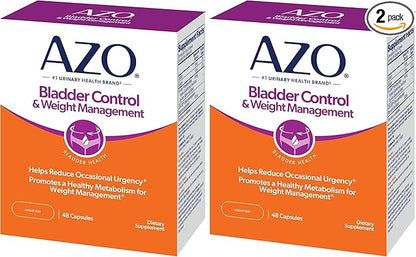 AZO Bladder Control with Go-Less® & Weight Management Dietary Supplement | Helps Reduce Occasional Urgency* | Promotes Healthy Metabolism* | Supports a Good Night’s Sleep* | 48 Capsules (Pack of 2)
