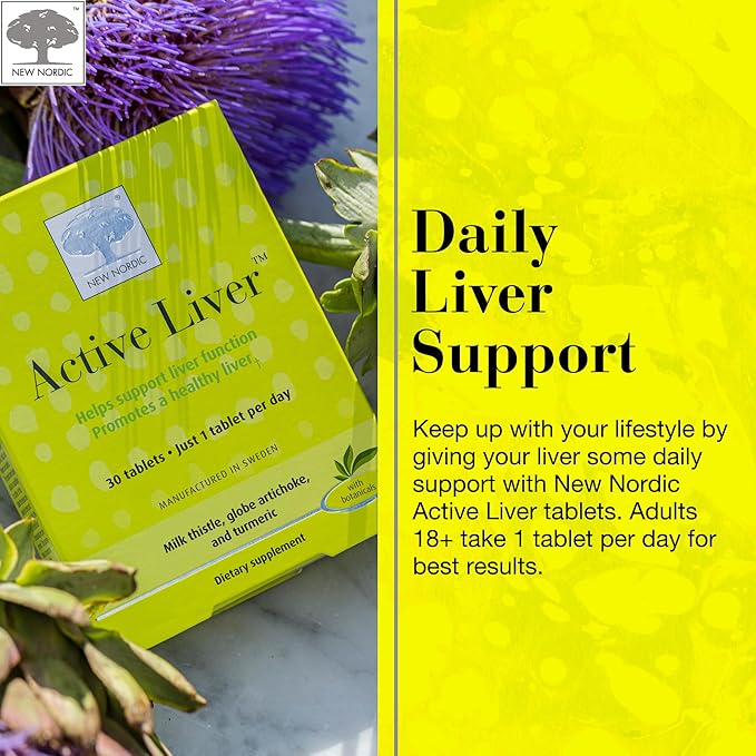 NEW NORDIC Active Liver 90-Day Supply, Daily Liver Supplement, Milk Thistle, Artichoke & Turmeric, 30 Tablets (Pack of 3)