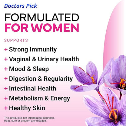 Fem Pro Probiotics for Women. 17 Clinically Effective Strains for Vaginal, Digestive & Immune Support, Urinary Tract Health, pH Balance and Mood. 60 Veggie Capsules, 2 Month Supply