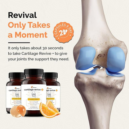 UpWellness Cartilage Revive + Joint Support Supplement for Men and Women - Powered by D-Glucosamine Sulfate, MSM, Vitamin D3, C and More - 5 Bottles