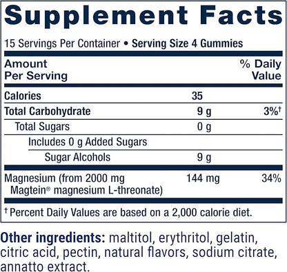 Life Extension Gummy Science™ Neuro-Mag® Magnesium L-Threonate, Memory Support, Quick Thinking, cognition, Magnesium Supplement, Gluten-Free, Non-GMO, Orange Flavor, 60 Gummies