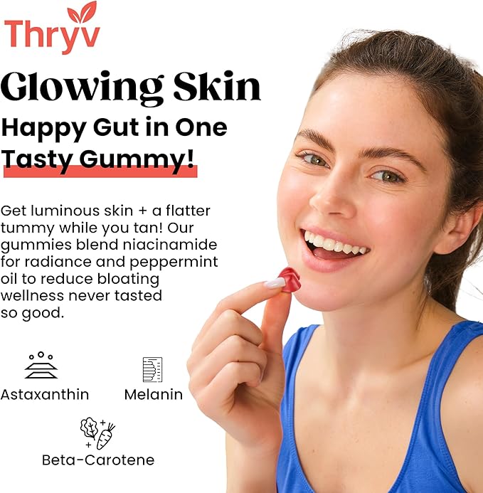 UVBites - Tanning Gummies - Self Tan Supplement - Tanning Pill - Fast Acting & Debloating Melanin Supplement with Beta Carotene, Astaxanthin, Niacinamide - Glow Up Skin (60 Count, Watermelon)