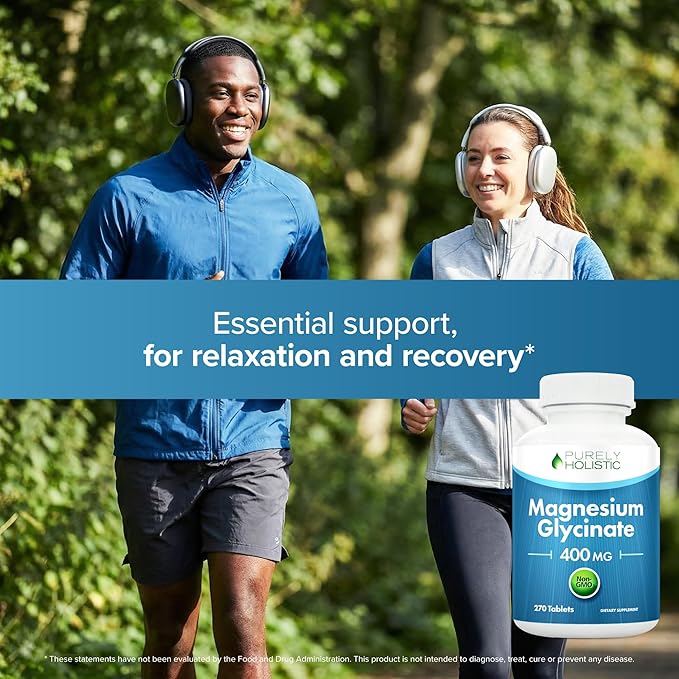 Magnesium Glycinate 400mg | 4+ Month Supply | Sleep, Relaxation & Muscle Support | High Absorption Chelated Magnesium Supplement for Women & Men | Gentle on Digestion | Vegan | 270 Tablets