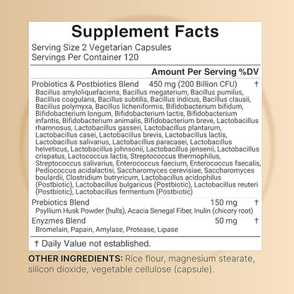 NatureBell Probiotic 200 Billion CFU – 40 Strains Per Serving | 240 Veggie Capsules with Prebiotics and Probiotics – Full Spectrum Complex with Enzymes – Daily Probiotics for Women & Men