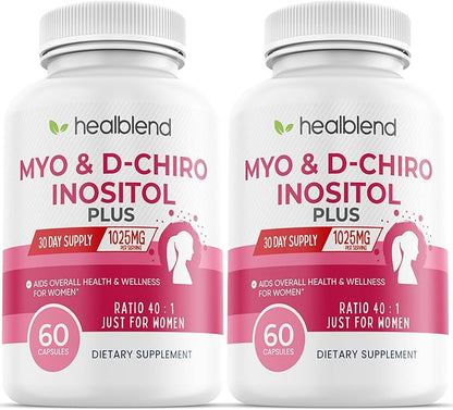 healblend Myo & D-Chiro Inositol Plus Supplement Blend, Hormonal Balance, Healthy Ovulation & Overall Wellness Support for Women, Fertility and Pregnancy Health (2 Pack)