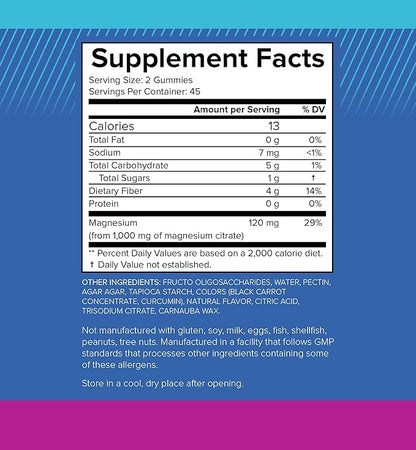 Magnesium Gummies for Adults - High Potency Magnesium Supplement, Sugar-Free High Absorption Magnesium, Easy to Chew, No Sweeteners, Vegan Anti-Stress Gummies, for Sleep & Relaxation, 90 Gummies